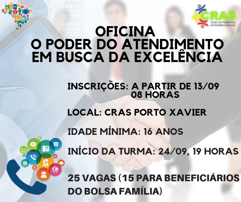 ABERTAS INSCRIÇÕES PARA OFICINA: “O PODER DE ATENDIMENTO EM BUSCA DA EXCELÊNCIA”.